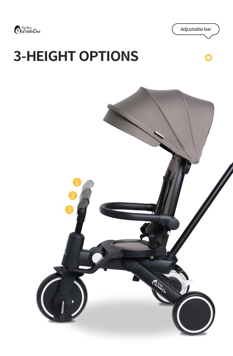 Foryourlittleone Xplor 6 in 1 Foldable Trike - Jet Black (10m-4y)