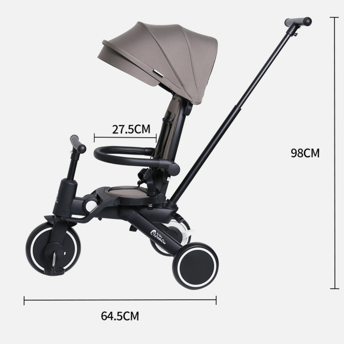 Foryourlittleone Xplor 6 in 1 Foldable Trike - Jet Black (10m-4y)