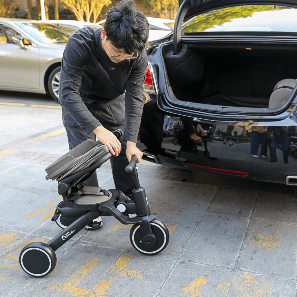 Foryourlittleone Xplor Plus 6 in 1 Foldable Trike - Jet Black (10m-4y)